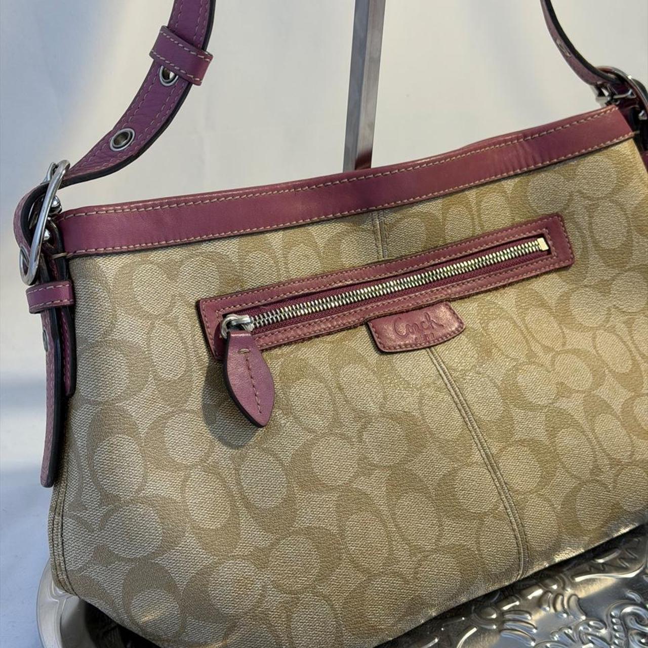 Coach Signature East West Handbag Khaki/Berry (15703)