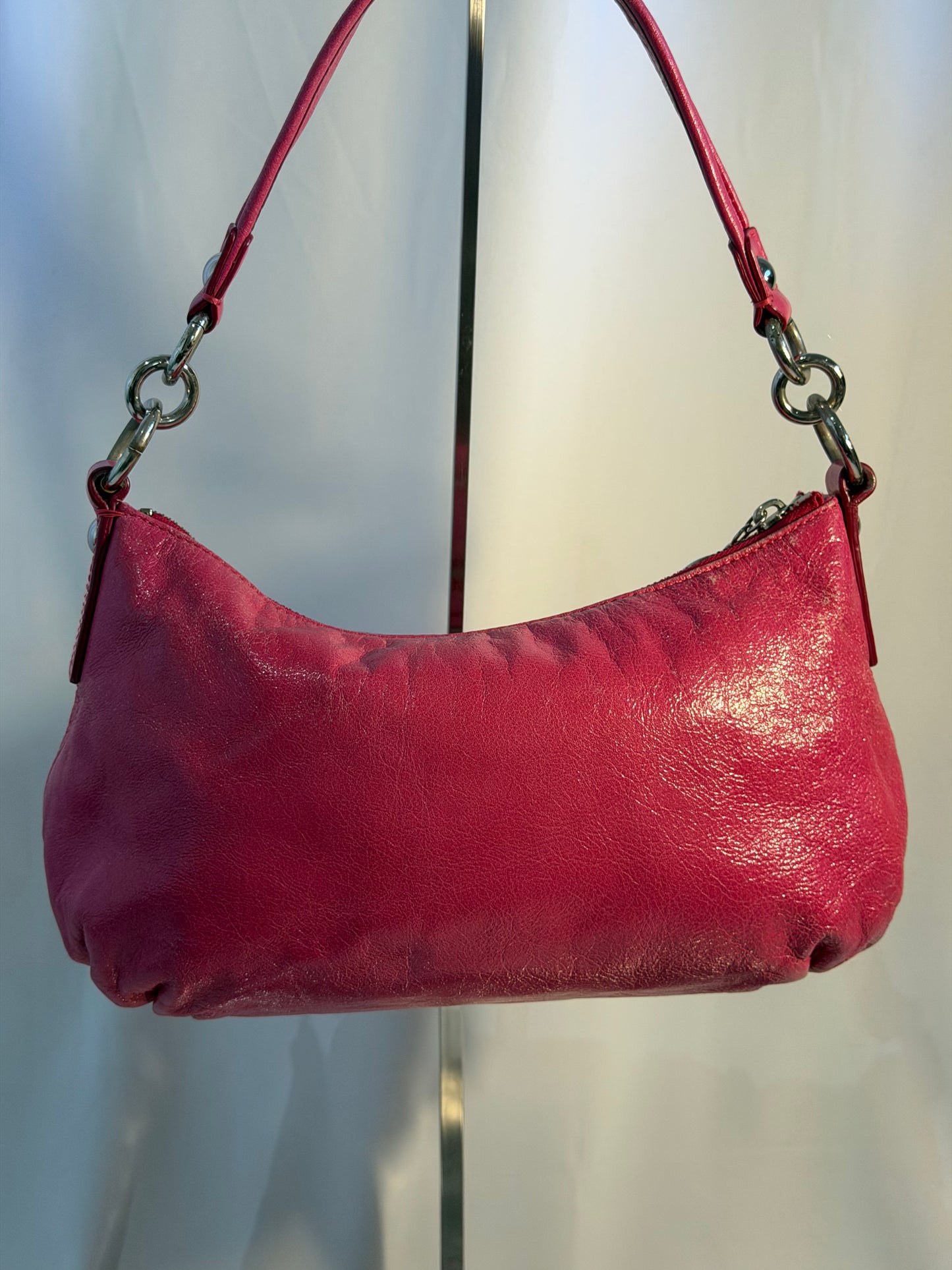 Coach Poppy Hot Pink Leather Shoulder Bag (14559)