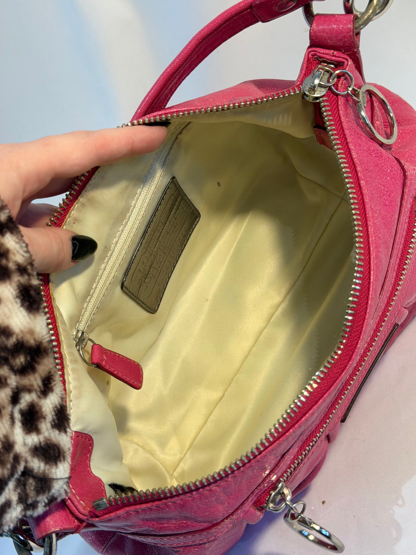Coach Poppy Hot Pink Leather Shoulder Bag (14559)
