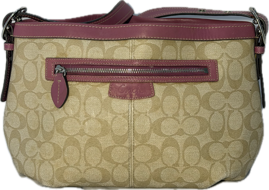 Coach Signature East West Handbag Khaki/Berry (15703)