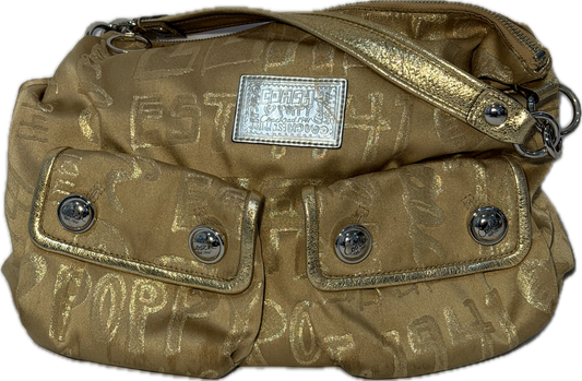 Coach Metallic Poppy Storypatch Pop Swing Bag Gold (15304)