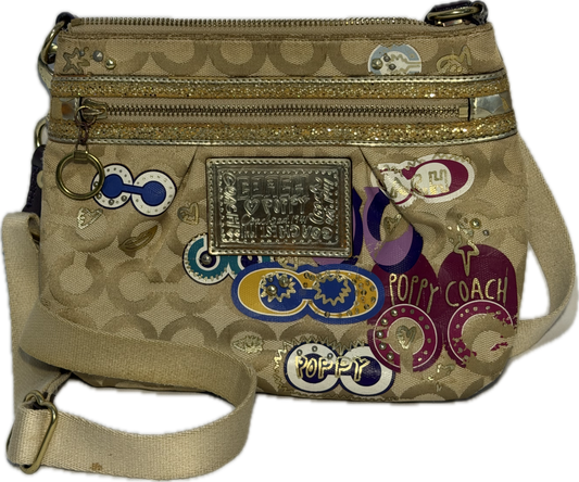Coach Poppy Pop C Signature Graphic Print 2004 Crossbody Bag Gold