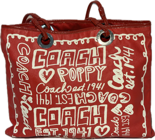 Coach Poppy Evie Graffiti Art Tote Bag Red (13857)