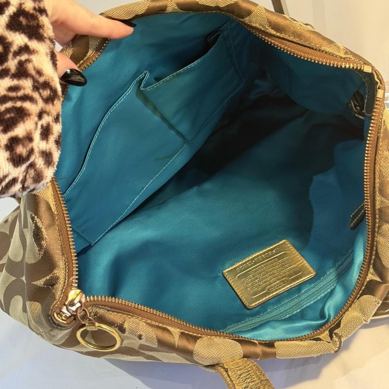 Coach Poppy Op Art Glam Signature Tote Bag Gold/Khaki (13826)