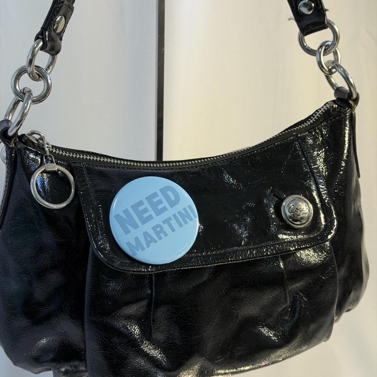 Coach Vintage Poppy Groovy Patent Leather Shoulder Bag Black (13852)