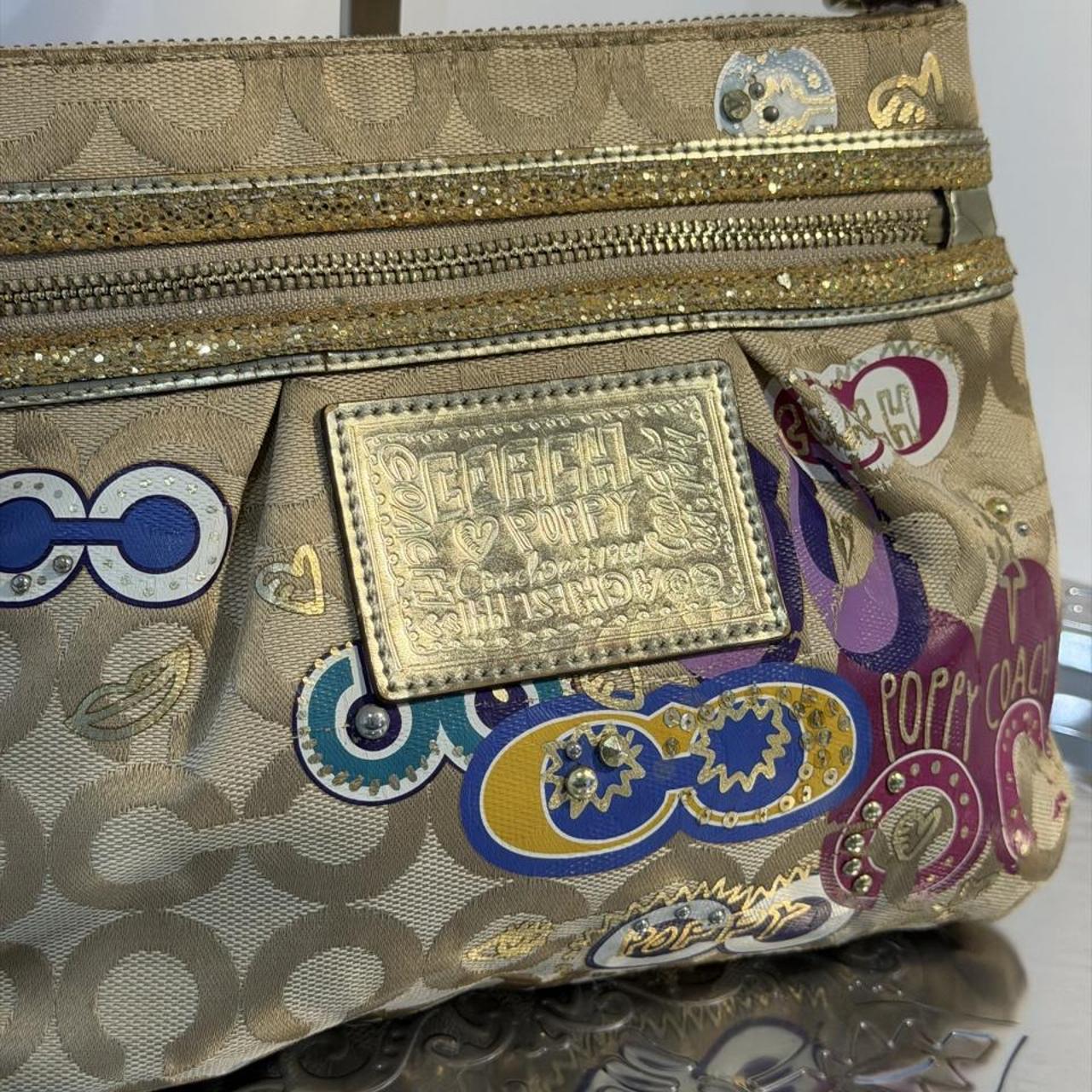 Coach Poppy Pop C Signature Graphic Print 2004 Crossbody Bag Gold