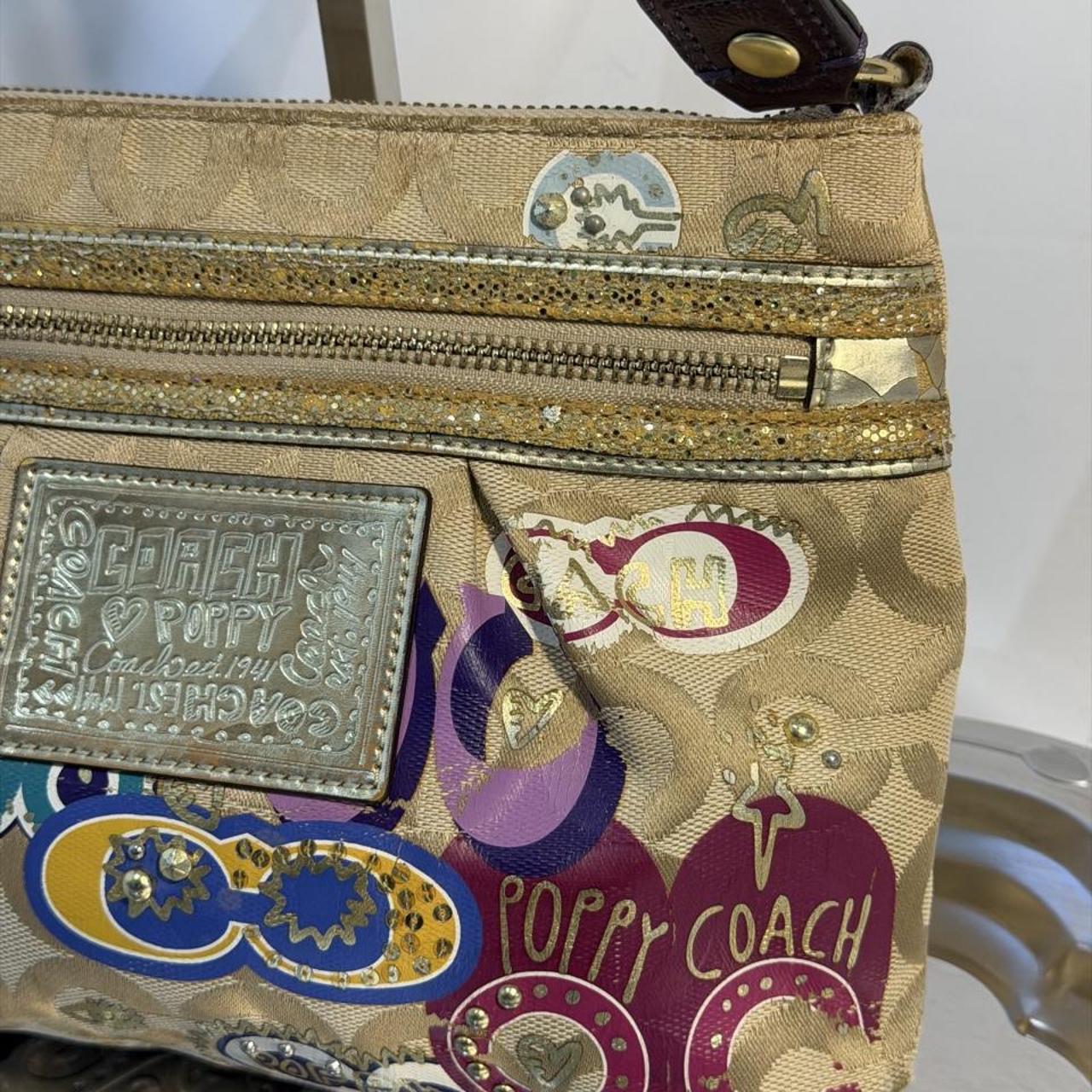 Coach Poppy Pop C Signature Graphic Print 2004 Crossbody Bag Gold