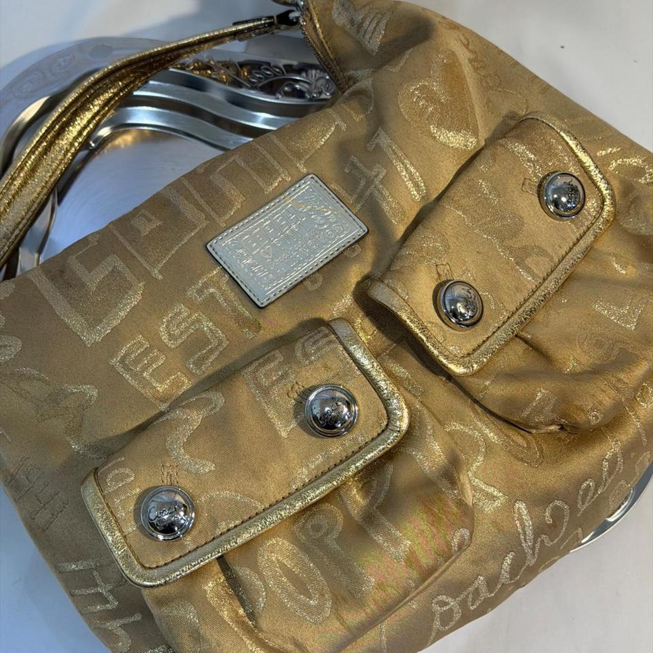 Coach Metallic Poppy Storypatch Pop Swing Bag Gold (15304)